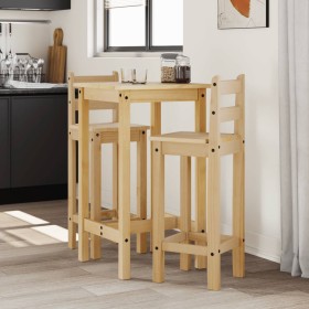 High table and bar stools set 3 pieces solid pine wood by vidaXL, Furniture sets for kitchens and dining rooms - Ref: Foro24-...