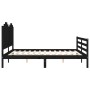 Estructura cama de matrimonio con cabecero madera maciza negro de vidaXL, Camas y somieres - Ref: Foro24-3194200, Precio: 185...