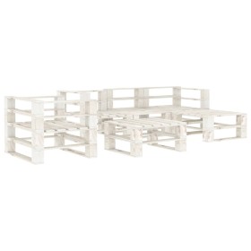 6-piece white wood garden pallet furniture set by vidaXL, Garden sets - Ref: Foro24-3052170, Price: 433,99 €, Discount: %