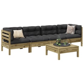 5-piece garden sofa set with impregnated pine wood cushions by vidaXL, Garden sets - Ref: Foro24-3299285, Price: 401,18 €, Di...