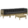 5-piece garden sofa set with impregnated pine wood cushions by vidaXL, Garden sets - Ref: Foro24-3299285, Price: 402,17 €, Di...