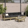 5-piece garden sofa set with impregnated pine wood cushions by vidaXL, Garden sets - Ref: Foro24-3299285, Price: 402,17 €, Di...