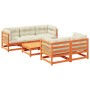 6-piece garden sofa set with wax-brown pine wood cushions by vidaXL, Garden sets - Ref: Foro24-3299291, Price: 660,13 €, Disc...