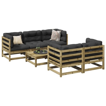 6-piece garden sofa set with impregnated pine wood cushions by vidaXL, Garden sets - Ref: Foro24-3299293, Price: 601,85 €, Di...