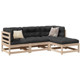 Gartensofa-Set 4-teilig aus massivem Kiefernholz von vidaXL, Gartensets - Ref: Foro24-3299377, Preis: 198,99 €, Rabatt: %