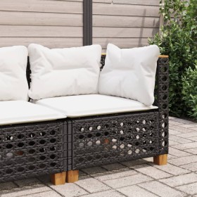 Garten-Ecksofa mit schwarzen synthetischen Rattankissen von vidaXL, Outdoor-Sofas - Ref: Foro24-365923, Preis: 117,07 €, Raba...