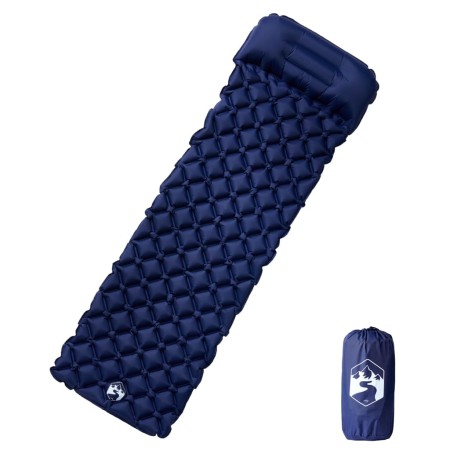 Inflatable camping mattress with pillow 1 person navy blue by vidaXL, Air mattresses - Ref: Foro24-4007112, Price: 36,99 €, D...