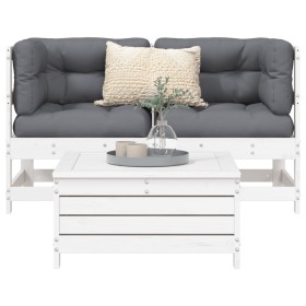 Gartensofa-Set 3-teilig aus massivem weißem Kiefernholz von vidaXL, Gartensets - Ref: Foro24-3250753, Preis: 228,31 €, Rabatt: %