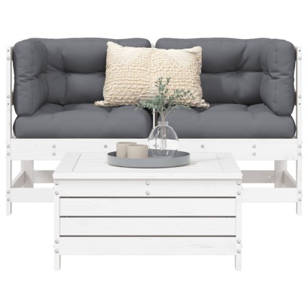 Gartensofa-Set 3-teilig aus massivem weißem Kiefernholz von vidaXL, Gartensets - Ref: Foro24-3250753, Preis: 228,31 €, Rabatt: %