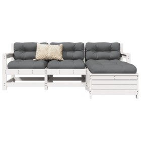 Gartensofa-Set 4-teilig aus massivem weißem Kiefernholz von vidaXL, Gartensets - Ref: Foro24-3250801, Preis: 269,99 €, Rabatt: %