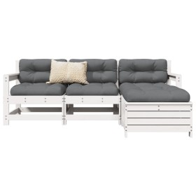 Gartensofa-Set 4-teilig aus massivem weißem Kiefernholz von vidaXL, Gartensets - Ref: Foro24-3250793, Preis: 287,99 €, Rabatt: %