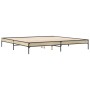 Estructura cama madera ingeniería metal roble Sonoma 180x200 cm de vidaXL, Camas y somieres - Ref: Foro24-845002, Precio: 109...