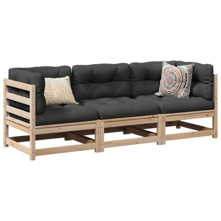 Gartensofa-Set 3-teilig aus massivem Kiefernholz von vidaXL, Gartensets - Ref: Foro24-3299264, Preis: 181,08 €, Rabatt: %