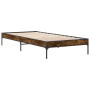 Engineered wood bed frame metal smoke oak 100x200 cm by vidaXL, Beds and slatted bases - Ref: Foro24-845028, Price: 73,37 €, ...