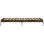 Estructura cama madera ingeniería metal roble humo 100x200 cm de vidaXL, Camas y somieres - Ref: Foro24-845028, Precio: 73,37...