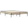 Estructura cama madera ingeniería metal roble Sonoma 140x190 cm de vidaXL, Camas y somieres - Ref: Foro24-845037, Precio: 102...