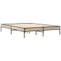 Estructura cama madera ingeniería metal roble Sonoma 140x190 cm de vidaXL, Camas y somieres - Ref: Foro24-845037, Precio: 102...