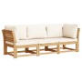 3-teiliges Gartenmöbel-Set mit Kissen aus Akazienholz von vidaXL, Modulare Sofas für den Außenbereich - Ref: Foro24-3214291, ...