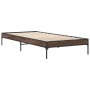 Estructura cama madera ingeniería metal roble marrón 90x200 cm de vidaXL, Camas y somieres - Ref: Foro24-845035, Precio: 75,9...