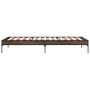 Estructura cama madera ingeniería metal roble marrón 90x200 cm de vidaXL, Camas y somieres - Ref: Foro24-845035, Precio: 75,9...