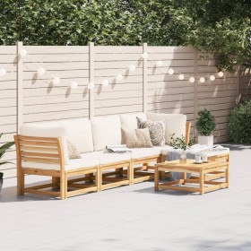 6-piece garden furniture set with solid acacia wood cushions by vidaXL, Modular outdoor sofas - Ref: Foro24-3214287, Price: 6...