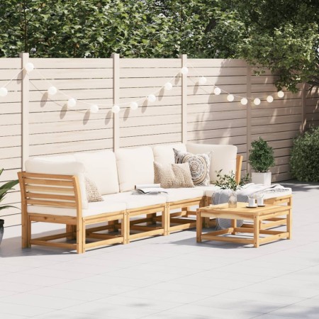 6-teiliges Gartenmöbel-Set mit Kissen aus massivem Akazienholz von vidaXL, Modulare Sofas für den Außenbereich - Ref: Foro24-...