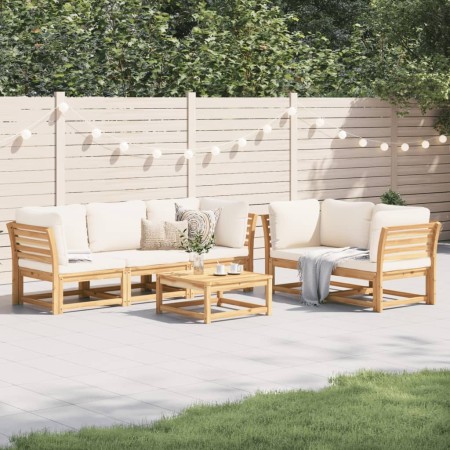 6-teiliges Gartenmöbel-Set mit Kissen aus massivem Akazienholz von vidaXL, Modulare Sofas für den Außenbereich - Ref: Foro24-...