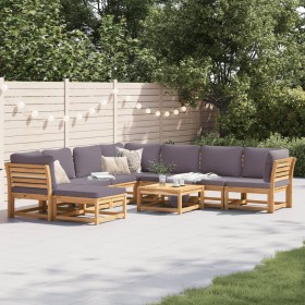 9-teiliges Gartenmöbel-Set mit Kissen aus massivem Akazienholz von vidaXL, Modulare Sofas für den Außenbereich - Ref: Foro24-...