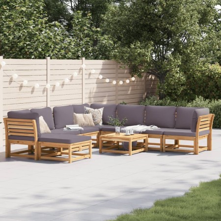 9-piece garden furniture set with solid acacia wood cushions by vidaXL, Modular outdoor sofas - Ref: Foro24-3214321, Price: 1...