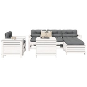 Gartensofa-Set 7-teilig aus massivem weißem Kiefernholz von vidaXL, Gartensets - Ref: Foro24-3250533, Preis: 561,99 €, Rabatt: %