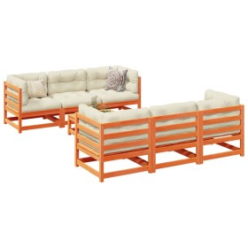 Gartensofa-Set 7-teilig, massives Kiefernholz, wachsbraun von vidaXL, Gartensets - Ref: Foro24-3299298, Preis: 439,34 €, Raba...