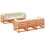 7-piece garden sofa set with wax-brown pine wood cushions by vidaXL, Garden sets - Ref: Foro24-3299302, Price: 763,84 €, Disc...