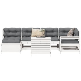 Gartensofa-Set 7-teilig aus massivem weißem Kiefernholz von vidaXL, Gartensets - Ref: Foro24-3250973, Preis: 534,99 €, Rabatt: %