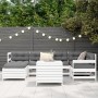 Gartensofa-Set 7-teilig aus massivem weißem Kiefernholz von vidaXL, Gartensets - Ref: Foro24-3250973, Preis: 534,99 €, Rabatt: %