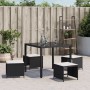 Gartenhocker mit Kissen 4 Stück schwarzes PE-Rattan 40x40x35cm von vidaXL, Hocker für den Außenbereich - Ref: Foro24-4007483,...