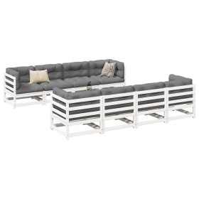 Gartensofa-Set 9-teilig aus massivem weißem Kiefernholz von vidaXL, Gartensets - Ref: Foro24-3299354, Preis: 562,99 €, Rabatt: %