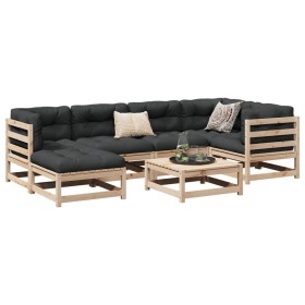 7-teiliges Gartensofa-Set mit Kissen aus massivem Kiefernholz von vidaXL, Gartensets - Ref: Foro24-3299534, Preis: 605,12 €, ...