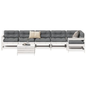 Gartensofa-Set 7-teilig aus massivem weißem Kiefernholz von vidaXL, Gartensets - Ref: Foro24-3250897, Preis: 474,99 €, Rabatt: %