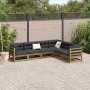 6-piece garden sofa set with impregnated pine wood cushions by vidaXL, Garden sets - Ref: Foro24-3299459, Price: 623,89 €, Di...