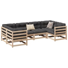 6-piece garden sofa set with solid pine wood cushions by vidaXL, Garden sets - Ref: Foro24-3299607, Price: 585,99 €, Discount: %