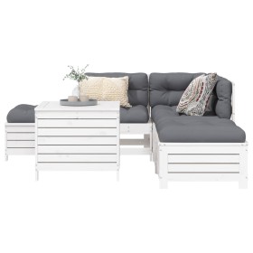 Gartensofa-Set 6-teilig aus massivem weißem Kiefernholz von vidaXL, Gartensets - Ref: Foro24-3250705, Preis: 469,18 €, Rabatt: %