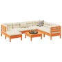 8-piece garden sofa set with wax-brown pine wood cushions by vidaXL, Garden sets - Ref: Foro24-3299560, Price: 670,99 €, Disc...