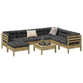 8-piece garden sofa set with impregnated pine wood cushions by vidaXL, Garden sets - Ref: Foro24-3299562, Price: 624,99 €, Di...