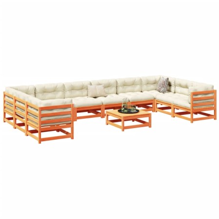 Gartensofa-Set 11-teilig, massives Kiefernholz, wachsbraun von vidaXL, Gartensets - Ref: Foro24-3299645, Preis: 680,59 €, Rab...