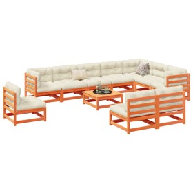 Gartensofa-Set 11-teilig, massives Kiefernholz, wachsbraun von vidaXL, Gartensets - Ref: Foro24-3299486, Preis: 687,99 €, Rab...