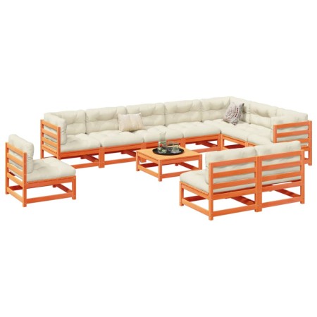 Gartensofa-Set 11-teilig, massives Kiefernholz, wachsbraun von vidaXL, Gartensets - Ref: Foro24-3299486, Preis: 669,95 €, Rab...