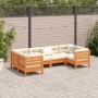 6-piece garden sofa set with wax-brown pine wood cushions by vidaXL, Garden sets - Ref: Foro24-3299611, Price: 580,59 €, Disc...