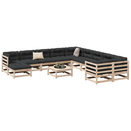 Gartensofa-Set 12-teilig aus massivem Kiefernholz von vidaXL, Gartensets - Ref: Foro24-3299651, Preis: 617,99 €, Rabatt: %