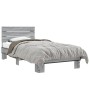 Estructura cama madera ingeniería metal gris Sonoma 75x190 cm de vidaXL, Camas y somieres - Ref: Foro24-845750, Precio: 97,59...