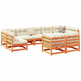 Gartensofa-Set 9-teilig aus massivem Kiefernholz, wachsbraun von vidaXL, Gartensets - Ref: Foro24-3299626, Preis: 566,69 €, R...